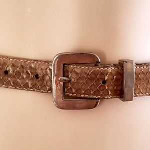 snakeskin belt L 1980s vintage narrow taupe